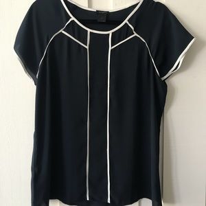 Navy and White Ann Taylor Top